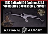 1987 Calico M100 Carbine .22 LR 100-Round Helical Magazine Folding Stock - Image 1 of 25