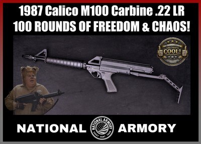 1987 Calico M100 Carbine .22 LR 100-Round Helical Magazine Folding Stock - Image 1 of 25