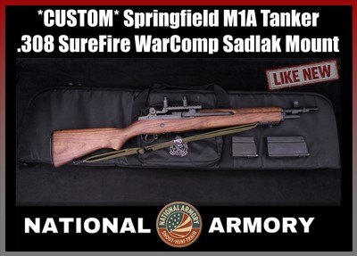 Springfield M1A Tanker .308 WIN Schuster Gas Plug SureFire WarComp Sadlak Scope Mount - Image 1 of 25