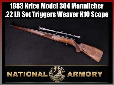 1983 West German Krico Model 304 Mannlicher .22 LR Set Triggers Weaver K10 Scope - Image 1 of 25