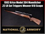 1983 West German Krico Model 304 Mannlicher .22 LR Set Triggers Weaver K10 Scope - Image 1 of 25