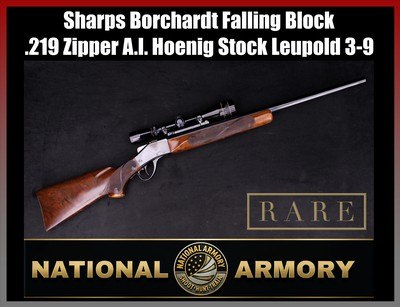 Sharps Borchardt Custom Falling Block .219 Zipper Ackley Improved Leupold 3-9x - Image 1 of 25