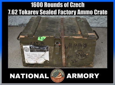 Cold War Era Czech 7.62 Tokarev Sealed Wooden Ammo Crate 1600 Rounds - Image 1 of 6
