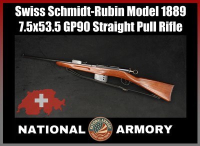Swiss Schmidt-Rubin Model 1889 7.5x53.5 GP90 Straight Pull Rifle - Image 1 of 25