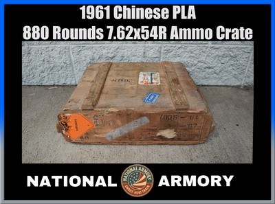 1961 Chinese PLA 7.62x54R Ammo 880 Rounds Original Sealed Military Crate - Image 1 of 8