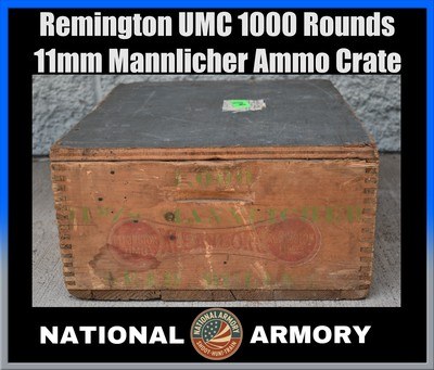 Original Sealed Remington UMC 1000 Rounds 11mm Mannlicher Ammo Crate - Image 1 of 5
