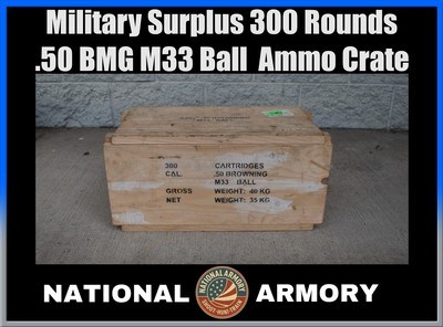 Original Military Surplus 300 Rounds .50 BMG M33 Ball Sealed Ammo Crate - Image 1 of 4