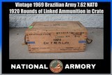 Vintage 1969 Brazilian Army Wooden 7.62 NATO Ammunition Linked Ammo Crate - Image 1 of 5
