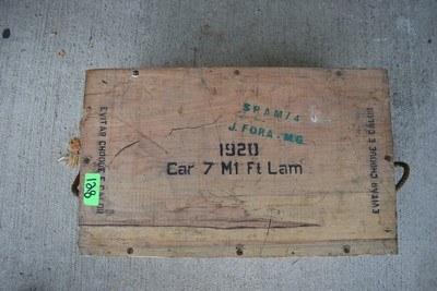 Vintage 1969 Brazilian Army Wooden 7.62 NATO Ammunition Linked Ammo Crate - Image 5 of 5