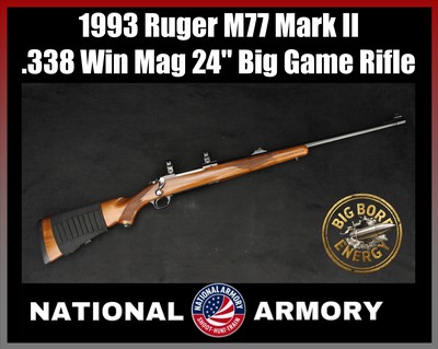 1993 Ruger M77 Mark II .338 Win Mag Big Game Rifle .338 WM 24