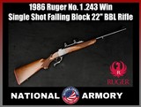 1986 Ruger No. 1 .243 Win Single Shot Falling Block Farquharson Style Rifle - Image 1 of 25