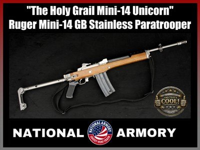1990 Ruger Mini-14 GB Stainless Paratrooper Factory Side Folder .223 REM / 5.56 NATO - Image 1 of 25