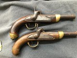 RARE PAIR OF FRENCH ARMY .69 cal MODEL 1822 SMOOTHBORE PERCUSSION PISTOLS - 1 of 10