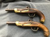 RARE PAIR OF FRENCH ARMY .69 cal MODEL 1822 SMOOTHBORE PERCUSSION PISTOLS - 2 of 10