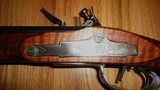 Lancaster Flintlock Rifle, 45 Cal, Siler Lock, Curly Maple, Engraved. Siler Double Set Triggers, German Silver Furniture - 8 of 15