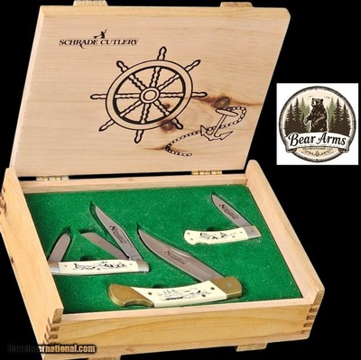 Schrade Scrimshaw Knife Set -Moby Dick- USA MADE