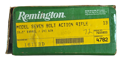 Remington Seven Compact 243 Win w/original box & papers 18.5
