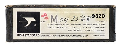 High Standard Double Nine Convertible 22LR/22 Magnum w/original box 5 1/2