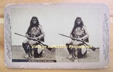 Vintage Native American Stereo View, Apache Warrior with Rifle