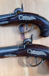 Outstanding Cased pair of Silver Banded and Engraved Henry Derringer Pistols , circa 1850's - 7 of 15