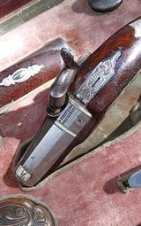 Outstanding Cased pair of Silver Banded and Engraved Henry Derringer Pistols , circa 1850's - 11 of 15