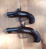 Outstanding Cased pair of Silver Banded and Engraved Henry Derringer Pistols , circa 1850's - 6 of 15