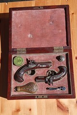 Outstanding Cased pair of Silver Banded and Engraved Henry Derringer Pistols , circa 1850's - 1 of 15