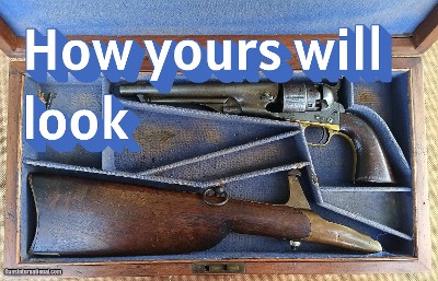 ANTIQUE - Vintage Wooden Case for Colt Model 1860 Civil War Army with Stock - Image 9 of 9