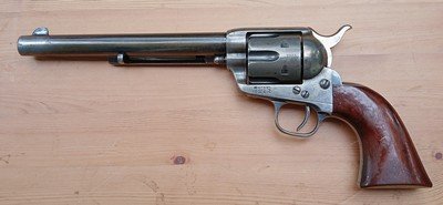 ANTIQUE - Colt Single Action - model 1873 - 45 cal , 7 1/2 inch . touches of case color - Image 1 of 11