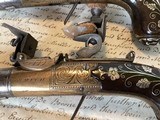 Pair of extra fine (circa 1810) English pocket pistols by Smith. w/silver wire inlay - Image 2 of 10