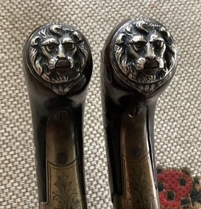 Pair of extra fine (circa 1810) English pocket pistols by Smith. w/silver wire inlay - Image 5 of 10