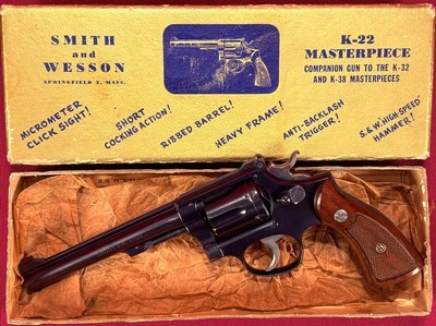 BEAUTIFUL SMITH & WESSON K-22 MASTERPIECE in ORIGINAL GOLD BOX, 22 LR, 1948 PRODUCTION - Image 1 of 20