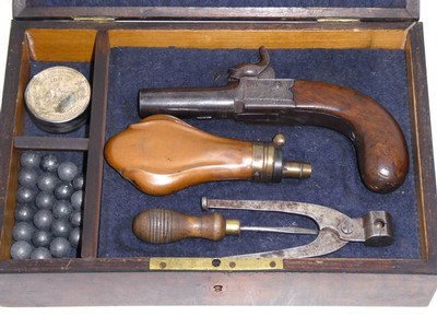 1840's Cased English Southall London .45 Boxlock Pistol