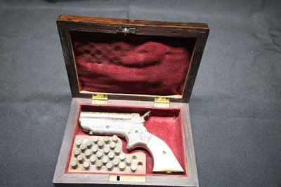 Factory engraved Sharps Pepperbox Silver plate frame Gold plate barrels Real Mother Of Pearl Grips - Image 2 of 15