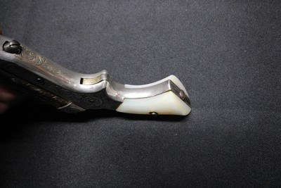 Factory engraved Sharps Pepperbox Silver plate frame Gold plate barrels Real Mother Of Pearl Grips - Image 6 of 15