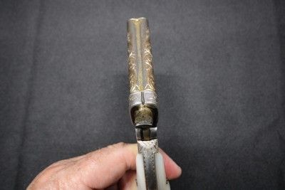 Factory engraved Sharps Pepperbox Silver plate frame Gold plate barrels Real Mother Of Pearl Grips - Image 8 of 15