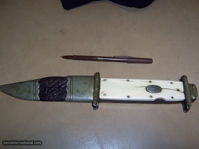 Mid 1800's R. Bunting & Sons Folding Bowie Knife with Ivory Handle.