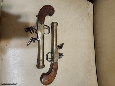 pair of brass blunderbuss pistols