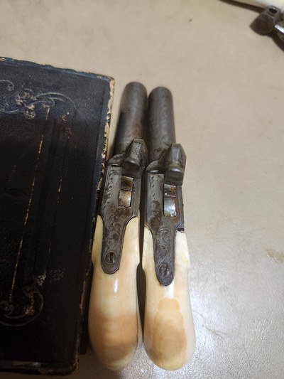 cased belgiumivory stockedmuffpistols.32 bvore - Image 7 of 7