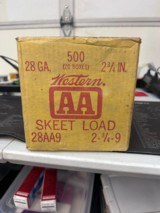 ONE FULL CASE!!!!!!!!! OF 500 28 gauge Western AA VINTAGE sealed. - 1 of 6