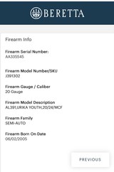 Beretta AL391 Youth Model 20 ga Urika - 14 of 14 Beretta AL391 Youth Model 20 ga Urika - 14 of 14