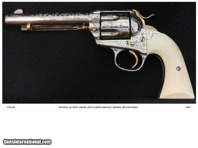 Colt Bisley Model .38-40 / 38 WCF Caliber – 51/2
Inch (non-Factory) Nickel / Engraved / Gold Embellished