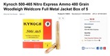 500/465 Holland & Holland Nitro Express Cartridges – Box of 10 New Old Stock 480 Grain Steel Jacket/Solid - 6 of 6