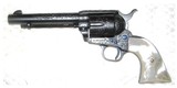 Colt 2nd Generation Single Action Army Revolver; 38 Special;
51/2 Inch; Engraved (non Factory) Genuine Pearl Grips - 2 of 10