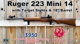 Ruger Mini 14 W/Target sights 223 - 1 of 21