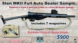 Sten MKII Full Auto Dealer Sample 9mm + 7 Magazines - Serial number is:000778 - 1 of 16