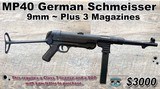 MP40 German Schmeisser 9mm plus 3 Magazines