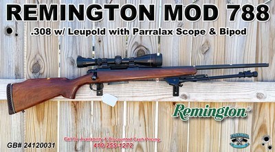 Remington 788 in .308 with Leupold Scope with Parralax Scope & Bipod