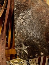 TEXAS RANGER HIGH BACK SADDLE OUTLINED STARS BOHLIN BUCKLE STRAP. - 4 of 10