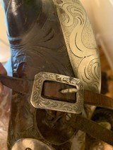 TEXAS RANGER HIGH BACK SADDLE OUTLINED STARS BOHLIN BUCKLE STRAP. - 8 of 10